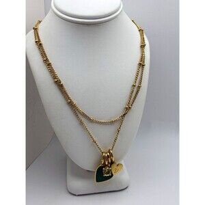 RELLERY 925 Gold Vermeil Malachite Heart Sagittarius Birthstone Charm Necklace